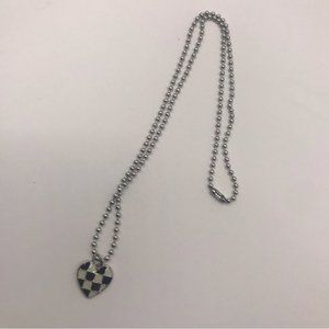 Silver Chain Black & White Heart Necklace 26cm Long Brand New
